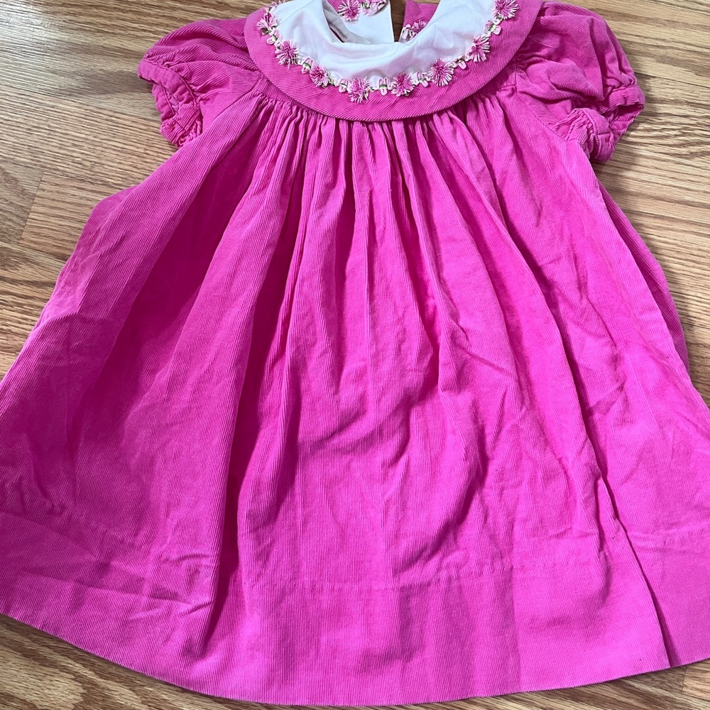 Pink Baby Dress with Floral Collar